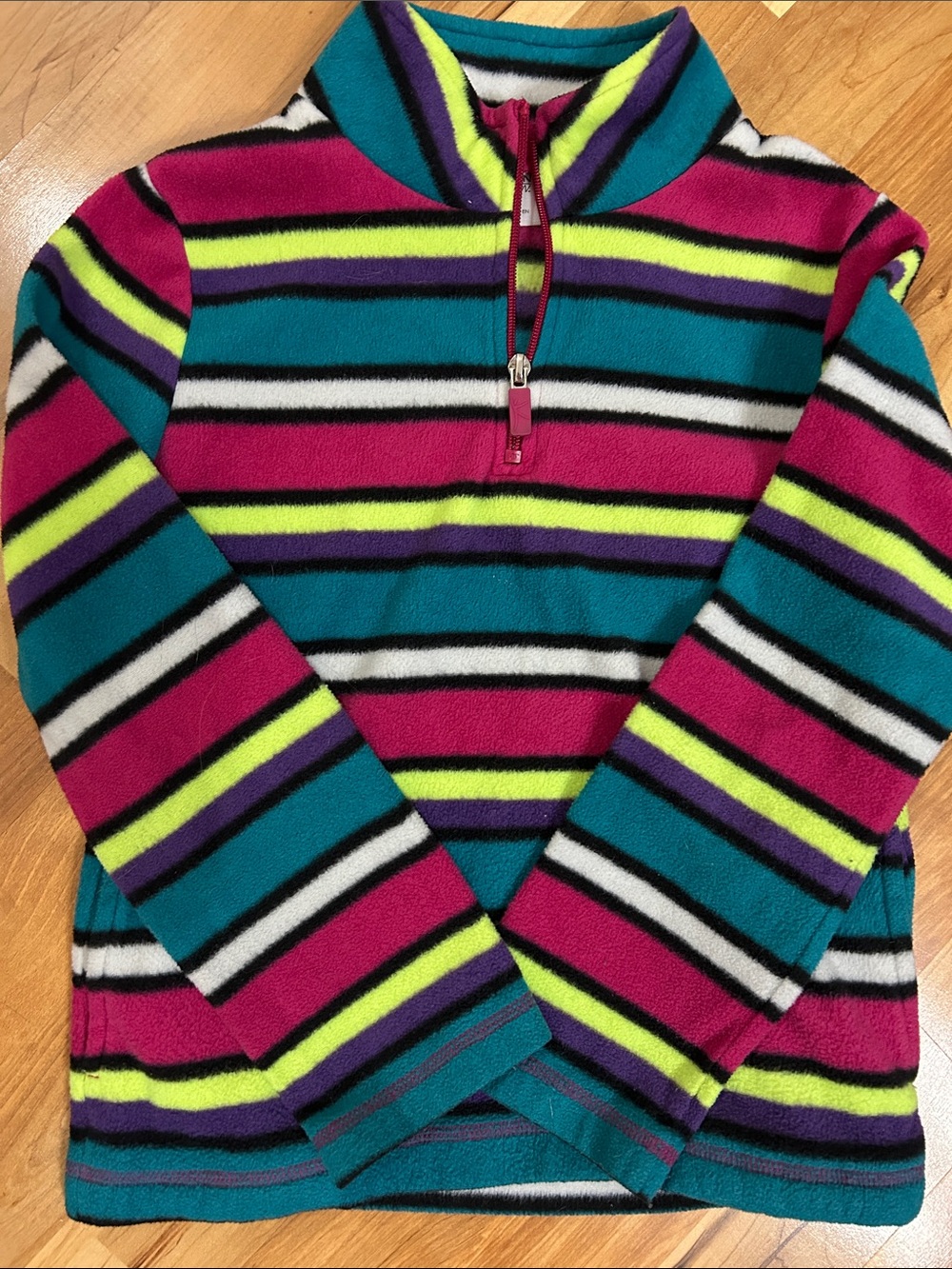 Danskin Striped Fleece Half-Zip in Teal, Magenta, Lime & Purple 7-8